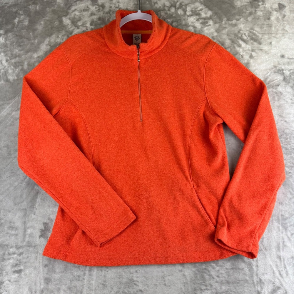 Prana Breathe Quarter Zip Fleece‎ Pullover Top Women's XL Coral Orange (1364)